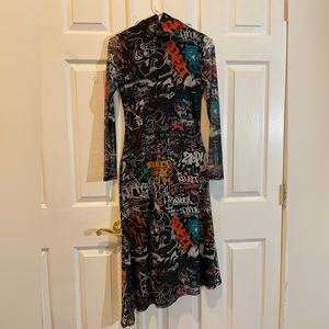 Printed long sleeve dress